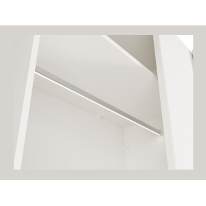 Armoire VENEZIA avec dressing ouvert LED et miroirs blanc mat 221 cm