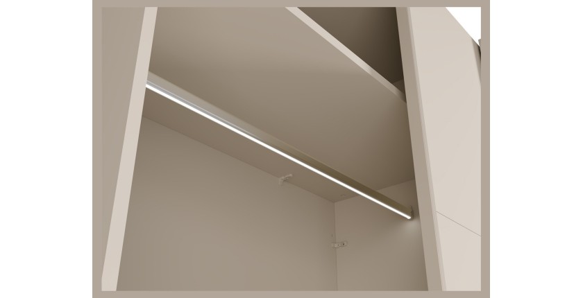 Armoire VENEZIA avec dressing ouvert LED et miroirs cachemire 221 cm