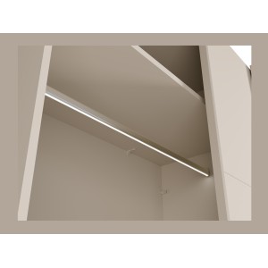 Armoire VENEZIA avec dressing ouvert LED et miroirs cachemire 221 cm