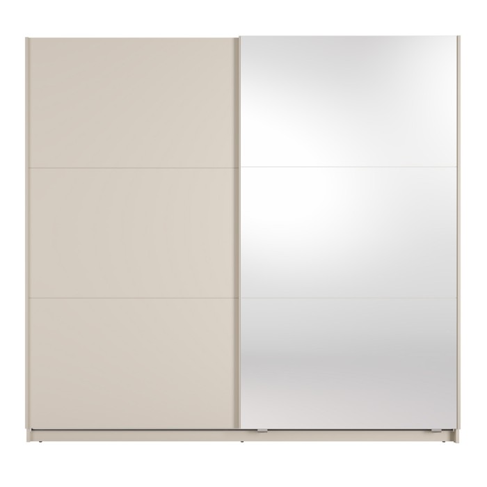 Schrank VENEZIA mit offenem LED-Kleiderschrank und versteckten Kaschmirspiegeln 221 cm