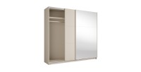 Armoire VENEZIA avec dressing ouvert LED et miroirs cachemire 221 cm