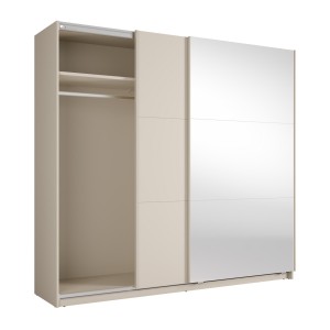 Armoire VENEZIA avec dressing ouvert LED et miroirs cachemire 221 cm