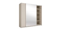 Armoire VENEZIA avec dressing ouvert LED et miroirs cachemire 221 cm