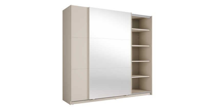 Armoire VENEZIA avec dressing ouvert LED et miroirs cachemire 221 cm