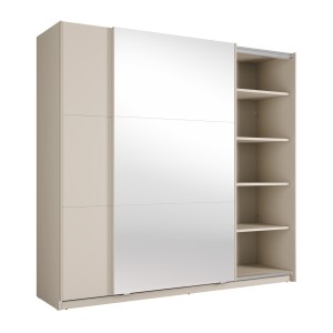 Armoire VENEZIA avec dressing ouvert LED et miroirs cachemire 221 cm