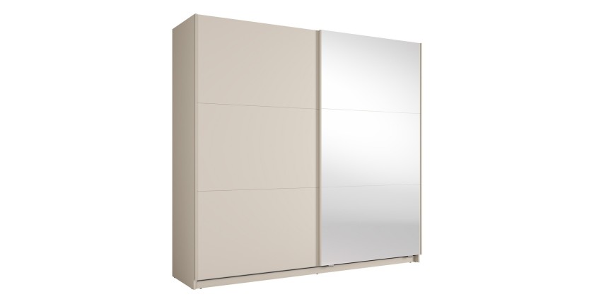 Armoire VENEZIA avec dressing ouvert LED et miroirs cachemire 221 cm