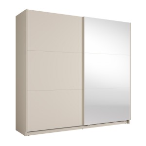 Armoire VENEZIA avec dressing ouvert LED et miroirs cachemire 221 cm