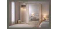 Armoire VENEZIA avec dressing ouvert LED et miroirs cachemire 221 cm