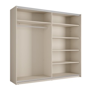 Armoire VENEZIA avec dressing ouvert LED et miroirs cachemire 221 cm