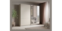 Armoire VENEZIA avec dressing ouvert LED et miroirs cachemire 221 cm