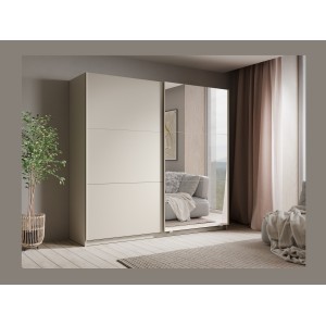 Armoire VENEZIA avec dressing ouvert LED et miroirs cachemire 221 cm