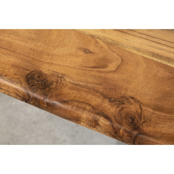 Tavolino basso ARKAYA 120 cm in legno di acacia massiccio con gambe in metallo nero a forma di U