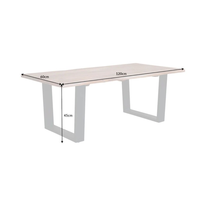 Tavolino basso ARKAYA 120 cm in legno di acacia massiccio con gambe in metallo nero a forma di U