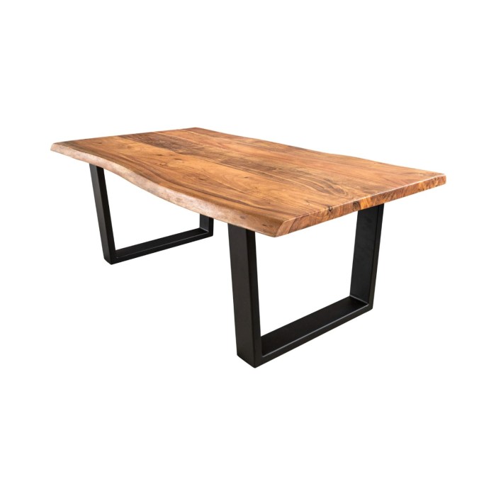 Tavolino basso ARKAYA 120 cm in legno di acacia massiccio con gambe in metallo nero a forma di U