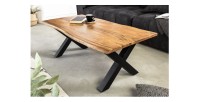Table basse ARKAYA 120cm avec pieds en X mise en situation