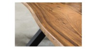Zoom sur les détails du plateau de la table basse ARKAYA 120cm avec pieds en X