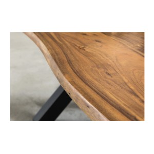 Zoom sur les détails du plateau de la table basse ARKAYA 120cm avec pieds en X