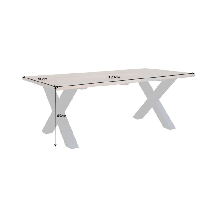 Table basse ARKAYA 120cm avec pieds en X dimensions