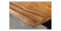 Zoom sur la tranche du plateau de la table basse ARKAYA 120cm avec pieds en X