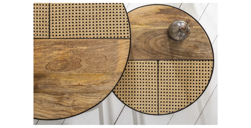 Zoom sur les plateaux des tables basses gigognes KANEVIA