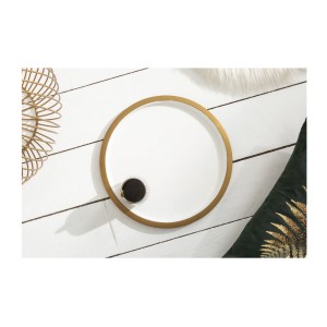 Mesa baja ELYSKA redonda de 41 cm en metal dorado con bandeja extraíble de 32 cm estilo chic