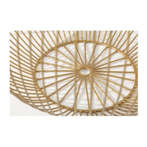 Mesa baja ELYSKA redonda de 41 cm en metal dorado con bandeja extraíble de 32 cm estilo chic