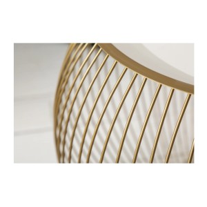 Mesa baja ELYSKA redonda de 41 cm en metal dorado con bandeja extraíble de 32 cm estilo chic