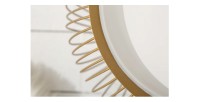 Mesa baja ELYSKA redonda de 41 cm en metal dorado con bandeja extraíble de 32 cm estilo chic