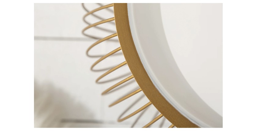 Mesa baja ELYSKA redonda de 41 cm en metal dorado con bandeja extraíble de 32 cm estilo chic