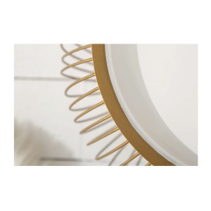 Mesa baja ELYSKA redonda de 41 cm en metal dorado con bandeja extraíble de 32 cm estilo chic