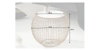 Mesa baja ELYSKA redonda de 41 cm en metal dorado con bandeja extraíble de 32 cm estilo chic
