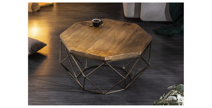 Table basse NEXORA 70cm en bois de manguier mise en situation
