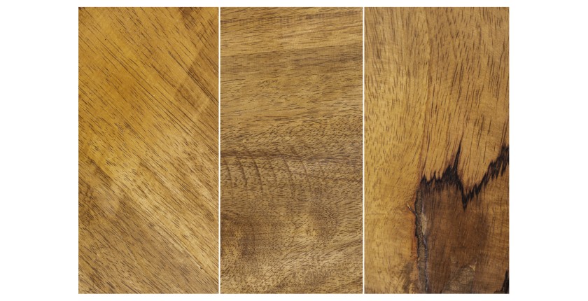 Zoom sur les détails de la table basse NEXORA 70cm en bois de manguier