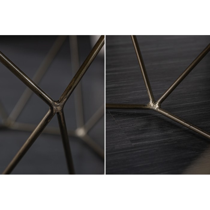 Zoom sur les détails de la structure de la table basse NEXORA 70cm en bois de manguier