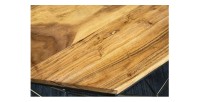 Zoom sur le plateau de la table basse NEXORA 70cm en bois de manguier