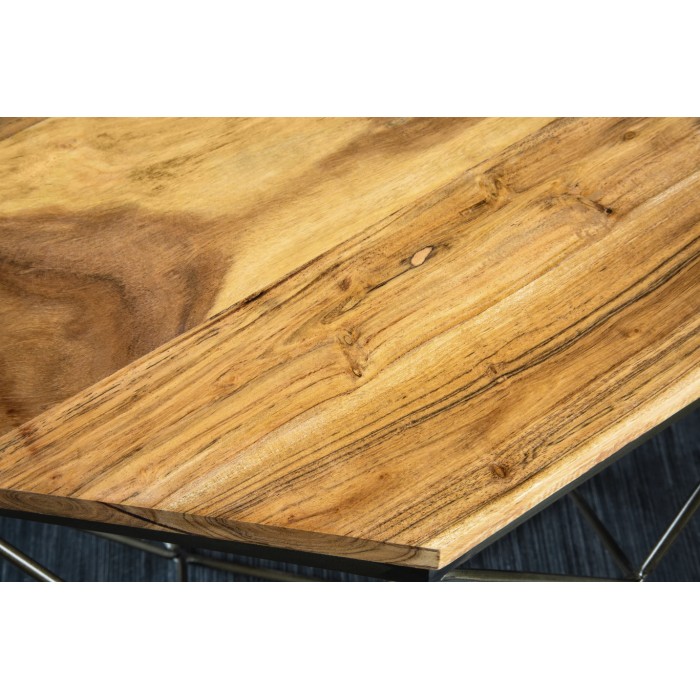 Zoom sur le plateau de la table basse NEXORA 70cm en bois de manguier