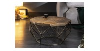Table basse NEXORA 70cm en bois de manguier vue de face