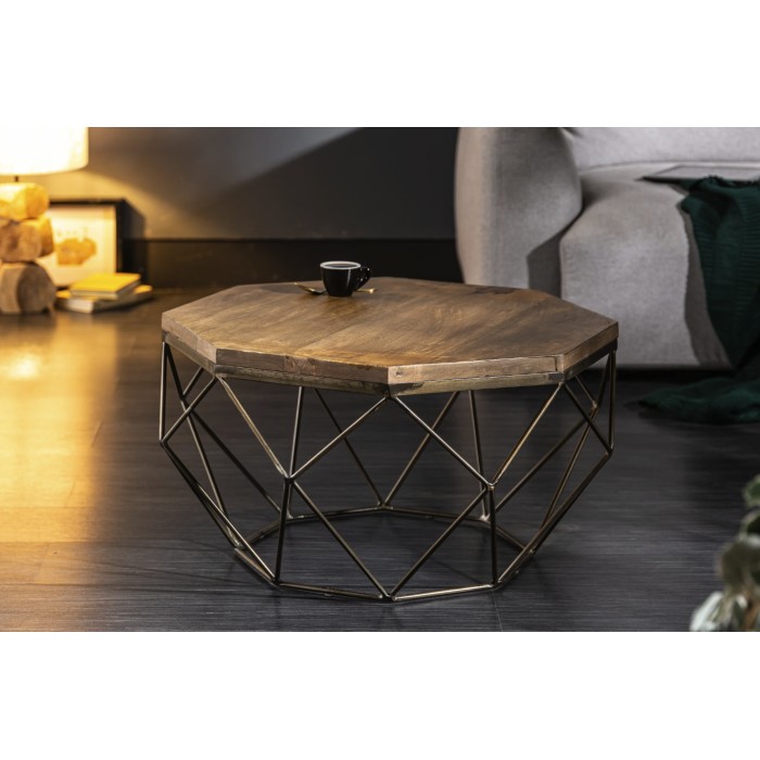 Table basse NEXORA 70cm en bois de manguier vue de face