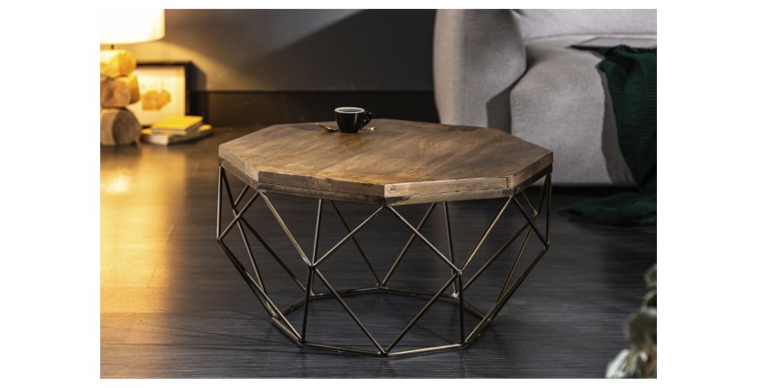 Table basse NEXORA 70cm en bois de manguier vue de face