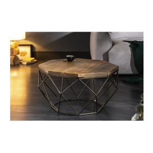 Table basse NEXORA 70cm en bois de manguier vue de face