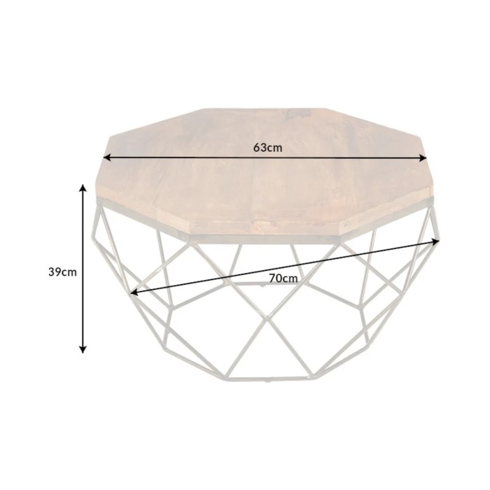 Table basse NEXORA 70cm en bois de manguier dimensions