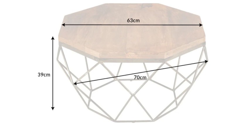 Table basse NEXORA 70cm en bois de manguier dimensions