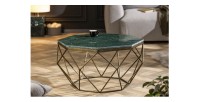 Table basse NEXORA 70cm avec plateau en marbre vert vue de face