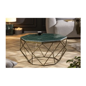 Table basse NEXORA 70cm avec plateau en marbre vert vue de face