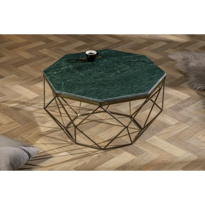 Table basse NEXORA 70cm avec plateau en marbre vert mise en situation