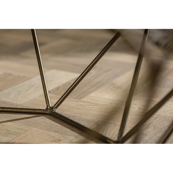 Zoom sur la structure de la table basse NEXORA 70cm avec plateau en marbre vert