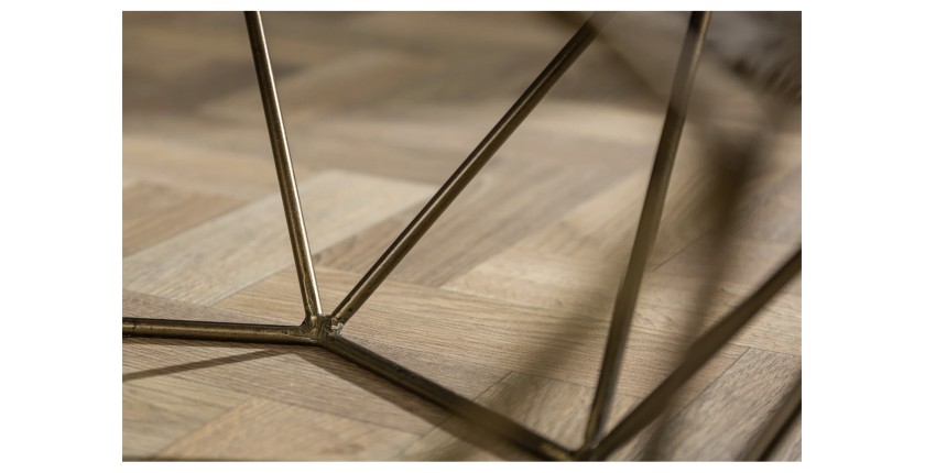 Zoom sur la structure de la table basse NEXORA 70cm avec plateau en marbre vert