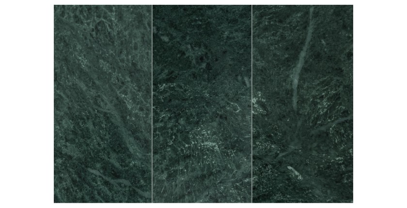 Zoom sur la texture du plateau de la table basse NEXORA 70cm avec plateau en marbre vert