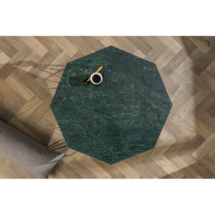 Table basse NEXORA 70cm avec plateau en marbre vert vue de haut