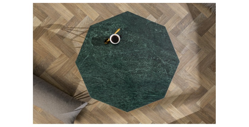 Table basse NEXORA 70cm avec plateau en marbre vert vue de haut